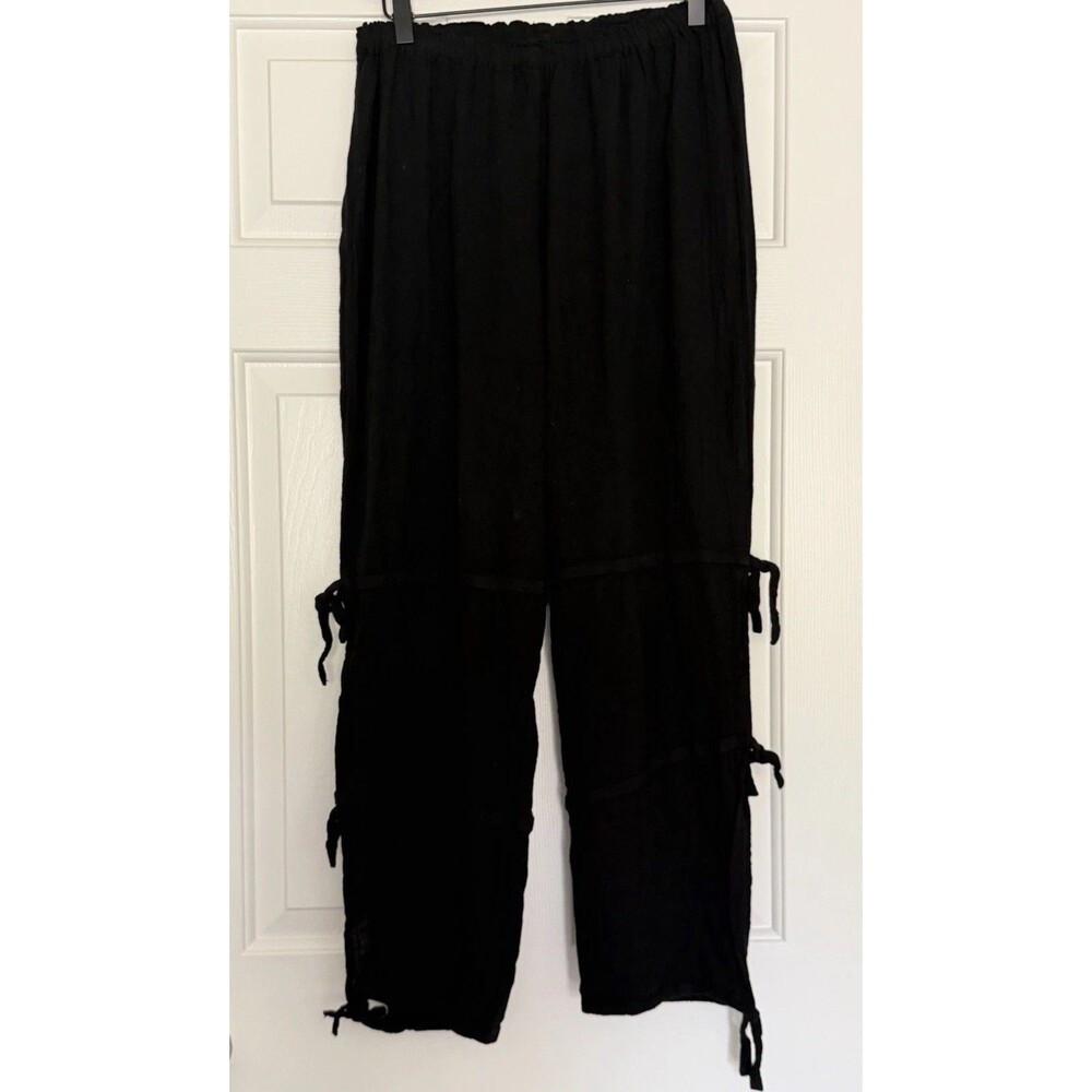 Oh My Gauze Black Pants Side Ties Size 1 Small/Medium